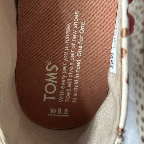 TOMS Womens Alpargata Rose Gold & Natural Canvas Dots Slip On Size 8.5 Polka Dot - Picture 4 of 8